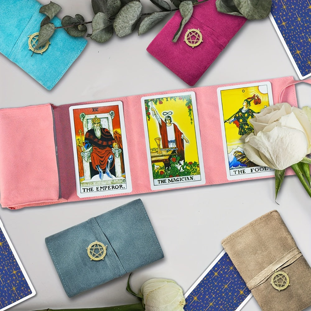 Tarot Card Bag Velvet Pouch with Retro Pendant – 5pcs Lightweight Tarot Storage Holder Set, Mystical Drawstring Bags for Tarot Cards, Crystals & Oracle Decks