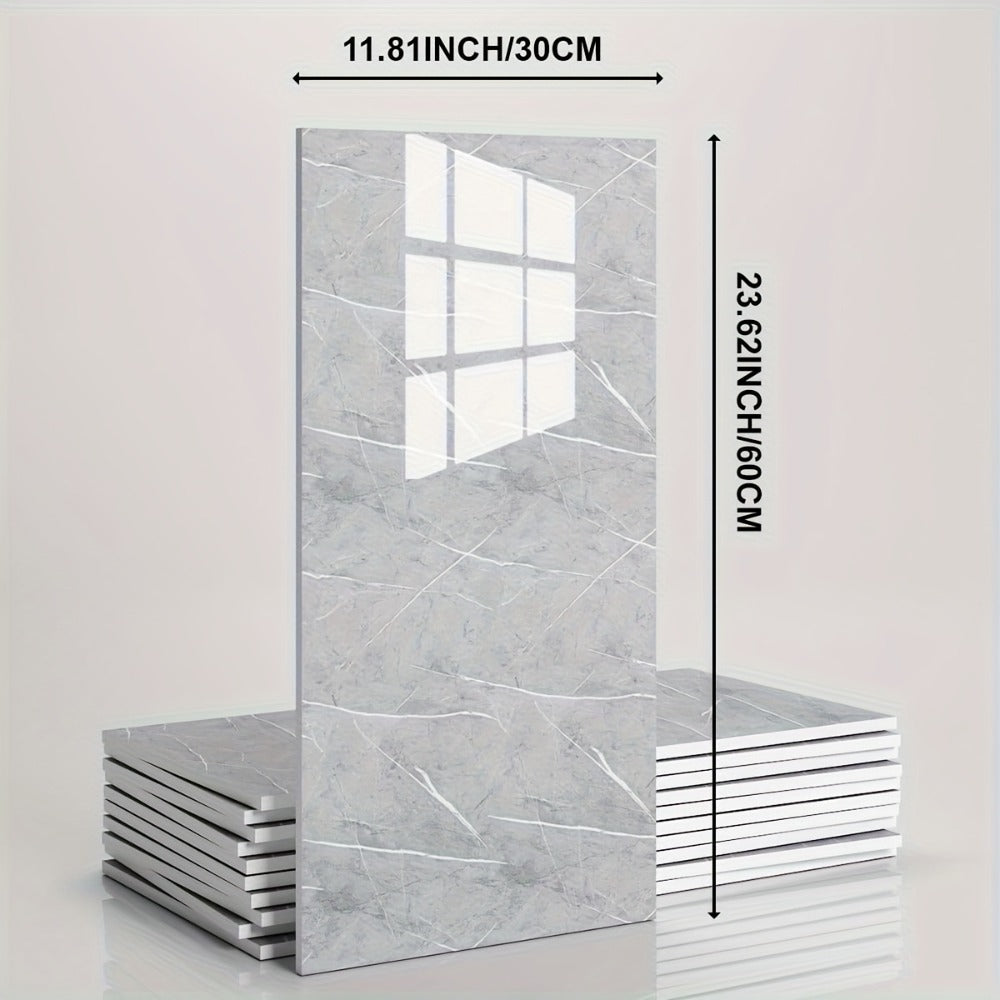 Marble Pattern Wall Stickers Vinyl Decals Oversized Glam Style Self Adhesive High Gloss Removable Wallpaper for Kitchen Bathroom Living Room Office Home Decor 20 40 Pieces Multiple Colors