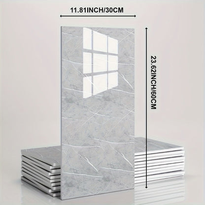 Marble Pattern Wall Stickers Vinyl Decals Oversized Glam Style Self Adhesive High Gloss Removable Wallpaper for Kitchen Bathroom Living Room Office Home Decor 20 40 Pieces Multiple Colors