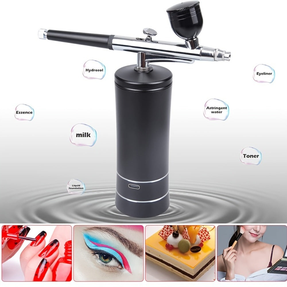 Portable Cordless Airbrush Kit with Compressor 0.3mm Nozzle – USB-C Rechargeable 23-27PSI Airbrush Gun for Makeup Nail Art Cake Decorating Painting Tattoo Model