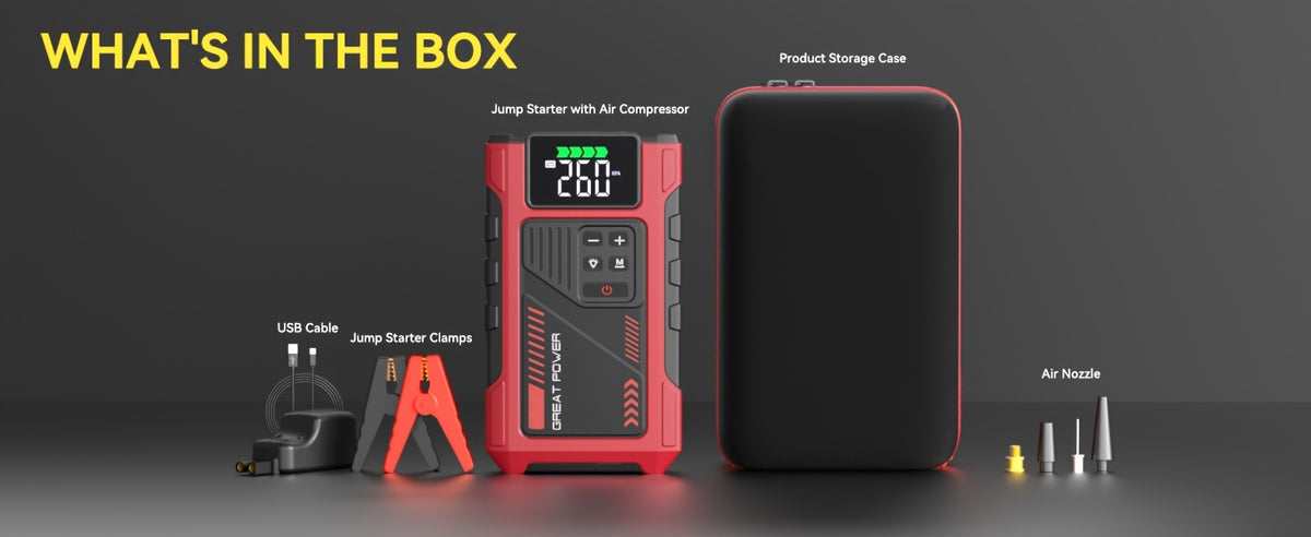 4000A Portable Car Jump Starter with Air Compressor, Suitable for 12V(2.11gal Gas, 1.72gal Diesel) Jump Starter Battery PackWith150 PSl Tire Inflator, 12V Car Battery Jump Power with LED Light, Car Accessories Tools, Car Emergency Kits, Jump Starters