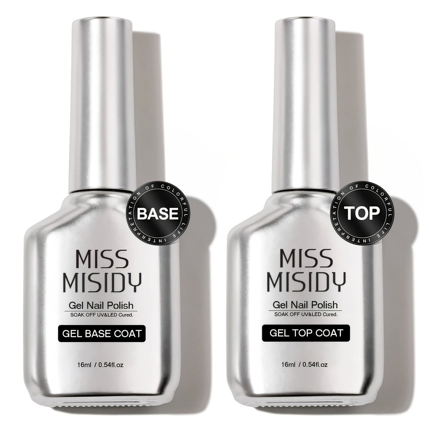 Soak-Off Gel Top Coat and Base Coat Set 2Pcs Super Shine Mirror Finish Long Lasting LED UV Lamp Gel Polish Foundation Seal Manicure Kit Nail Art Essentials Gift for Women