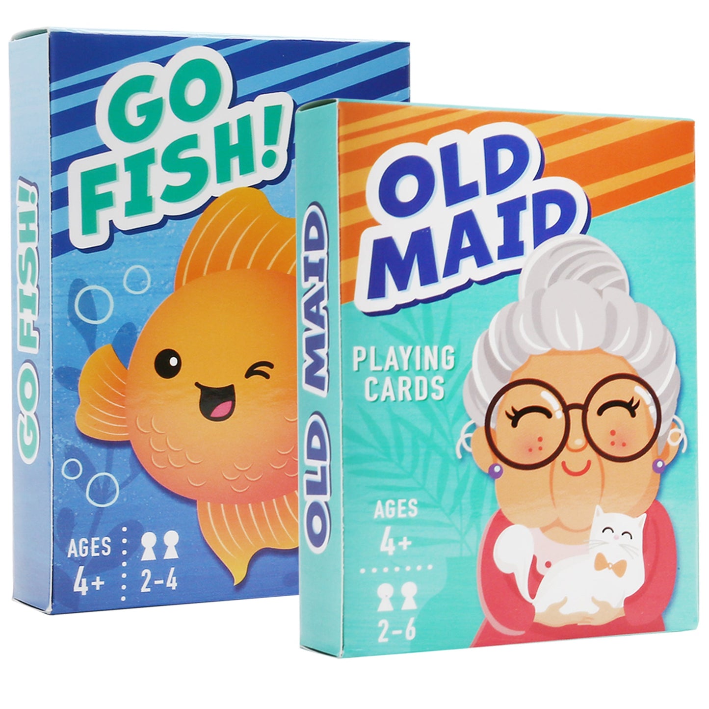 Kids Card Games Set – Go Fish, Old Maid, Memory Match & Crazy Eights Playing Cards for Boys Girls Ages 4+, 2 or 3 Deck Bundle, Family Game Night, Birthday Christmas Gift