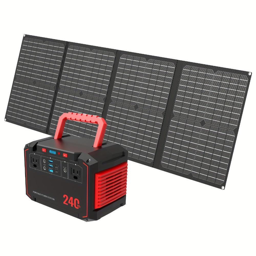Portable Solar Generator Power Station 350W – 88.8Wh / 111Wh / 240Wh LiFePO4 Battery with AC DC USB Ports for Camping, RV, Emergency & Home Backup