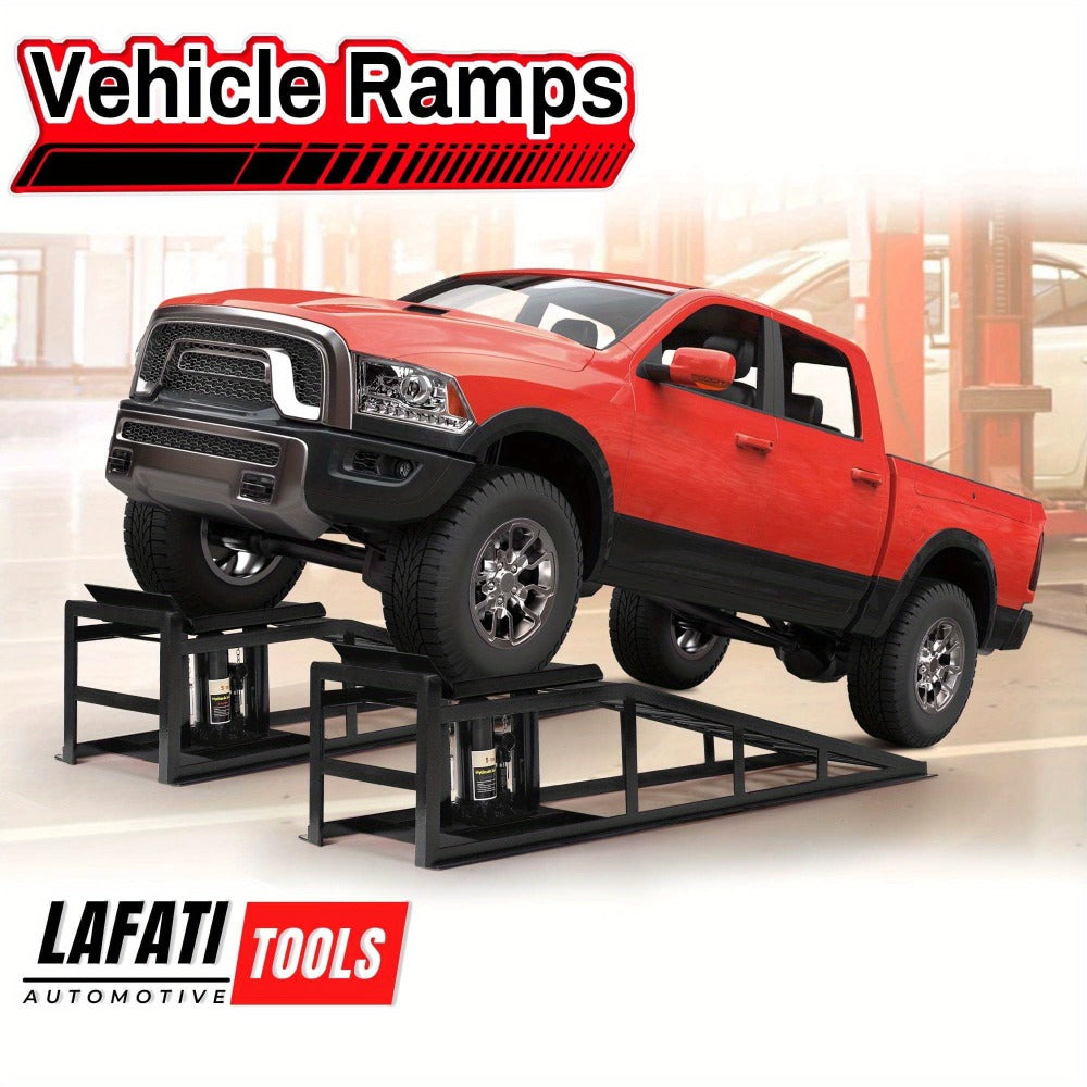 Hydraulic Car Ramps 2-Pack 10000 LB Heavy Duty Vehicle Lift Ramp Adjustable Height 9.84-14.96 Inch for Oil Change Undercarriage Repair Home Garage & Shop