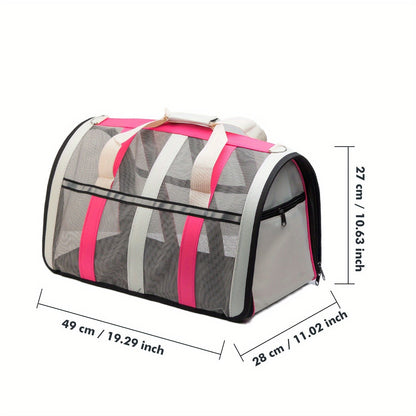 Foldable Pet Carrier Bag Breathable Mesh – Portable Soft Sided Tote for Cats & Small Dogs, Collapsible Travel Handbag, S/M/L, 7 Colors – Ideal for Vet Visits & Outdoor Trips