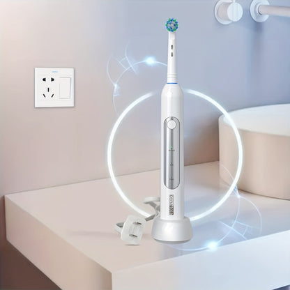 Electric Toothbrush with 3 Rotating Cleaning Modes - Induction Charging, 4 Replacement Brush Heads, Travel Case Included, Couples Toothbrush Set, Deep Plaque Removal, Holiday Gift, Black Purple Blue