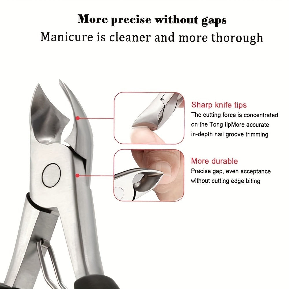 Heavy Duty Nail Clippers Set 4 Pack - Angled Stainless Steel Wide Mouth with Built-In Nail Catcher Mess-Free Thick Nail Trimmer for Men Women Seniors Fingernails Toenails Grooming Kit