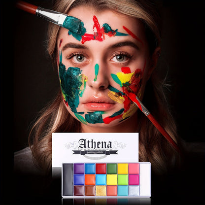 Oil-Based Face Body Paint Palette 20 Colors 168g - Halloween SFX Makeup Kit Black White Flash Tattoo Cosplay Festival Stage Artist Professional Full Size