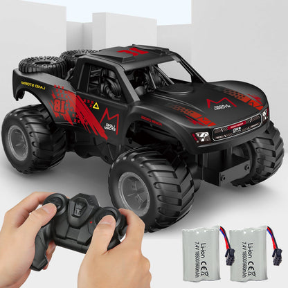 Amphibious RC Car 1:16 Scale 4WD Waterproof Land & Water Remote Control Monster Truck – 2 Rechargeable Batteries, All-Terrain RC Truck for Boys Kids Ages 4+, Birthday Christmas Gift