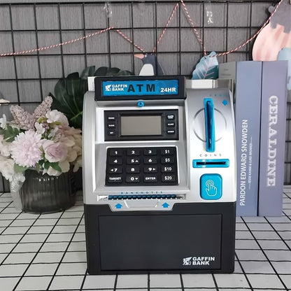 Electronic Money Bank for Kids with Debit Card & Cash Scanning – Digital ATM Piggy Bank with Coin & Bill Slot, Balance Calculator, Password Lock Safe Box, Fun Savings Toy Gift