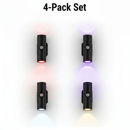 4pcs Dual Head Motion Sensor Wall Lights Rechargeable Magnetic Interior RV Night Light 3 Colors RGB for Bedroom Stairs Cabinet