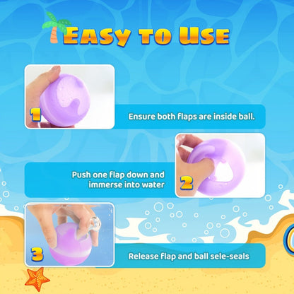 Reusable Silicone Water Balloons 8-Pack for Kids – No Magnets Quick-Fill Leak-Proof Splash Balls, Eco-Friendly Outdoor Summer Toy for Pool Party Backyard Water Fight Games
