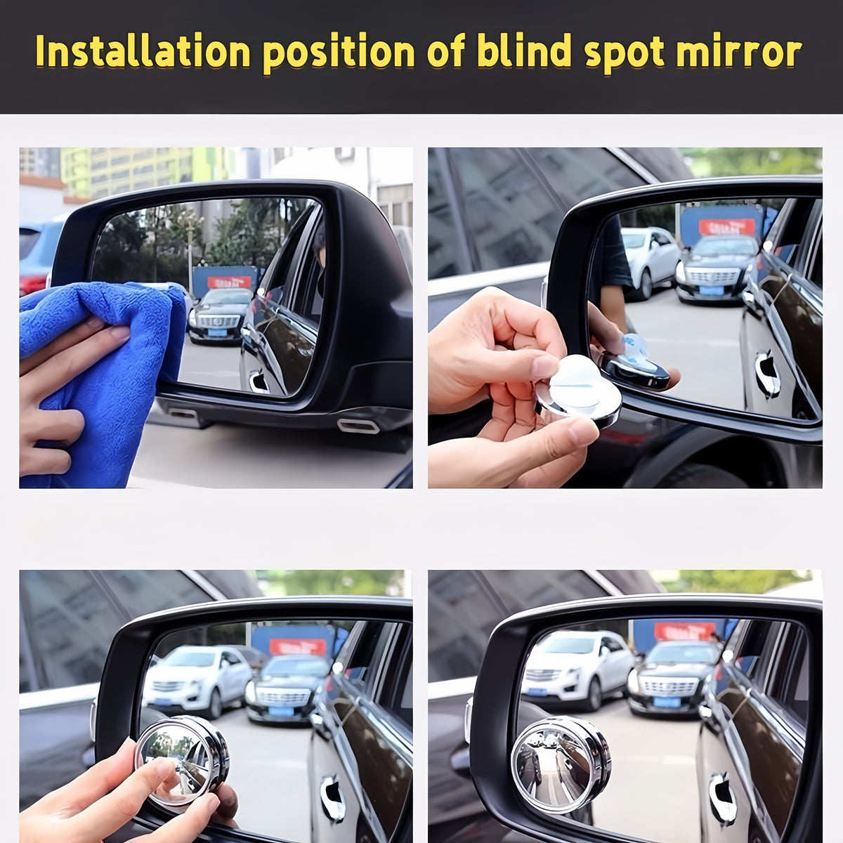 6pcs Car Blind Spot Mirrors | 360° Adjustable Wide Angle Rearview Mirrors for Reversing and Parking, Anti-Glare HD Glass, Universal Fit for All Vehicles