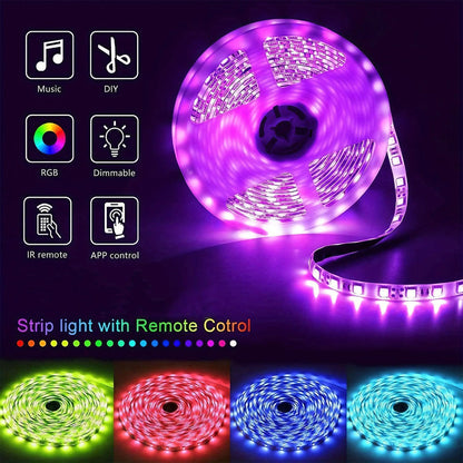 Color Changing LED Strip Lights RGB Music Sync App Remote Control 16 Million Colors Dimmable Timer DIY Smart Light Strip for Bedroom Living Room Party Holiday Christmas Decor 25ft 50ft 100ft 200ft 260ft