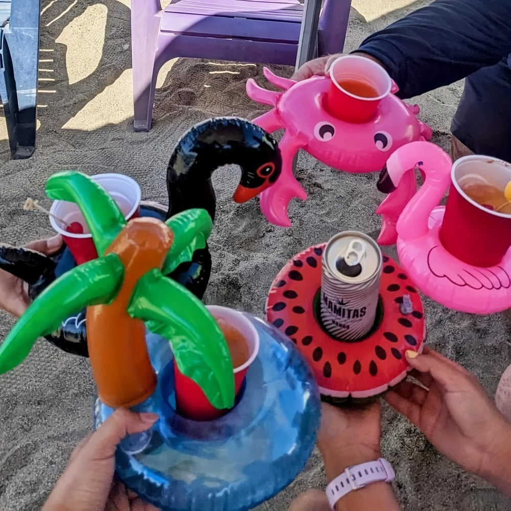 Floating Pool Drink Holders 15 Pack – Flamingo Inflatable Cup Coasters for Beer Cans, Water Bottles & Beverages | Pool Party Accessories for Swimming Pool Hot Tub Lake Beach, Color Mixture