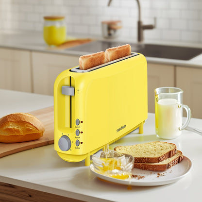 Slim Toaster 2-Slice Long Slot – 1.45" Wide Slot, 6 Shade Settings, Cancel/Reheat/Defrost, 750W, Removable Crumb Tray | 6 Colors