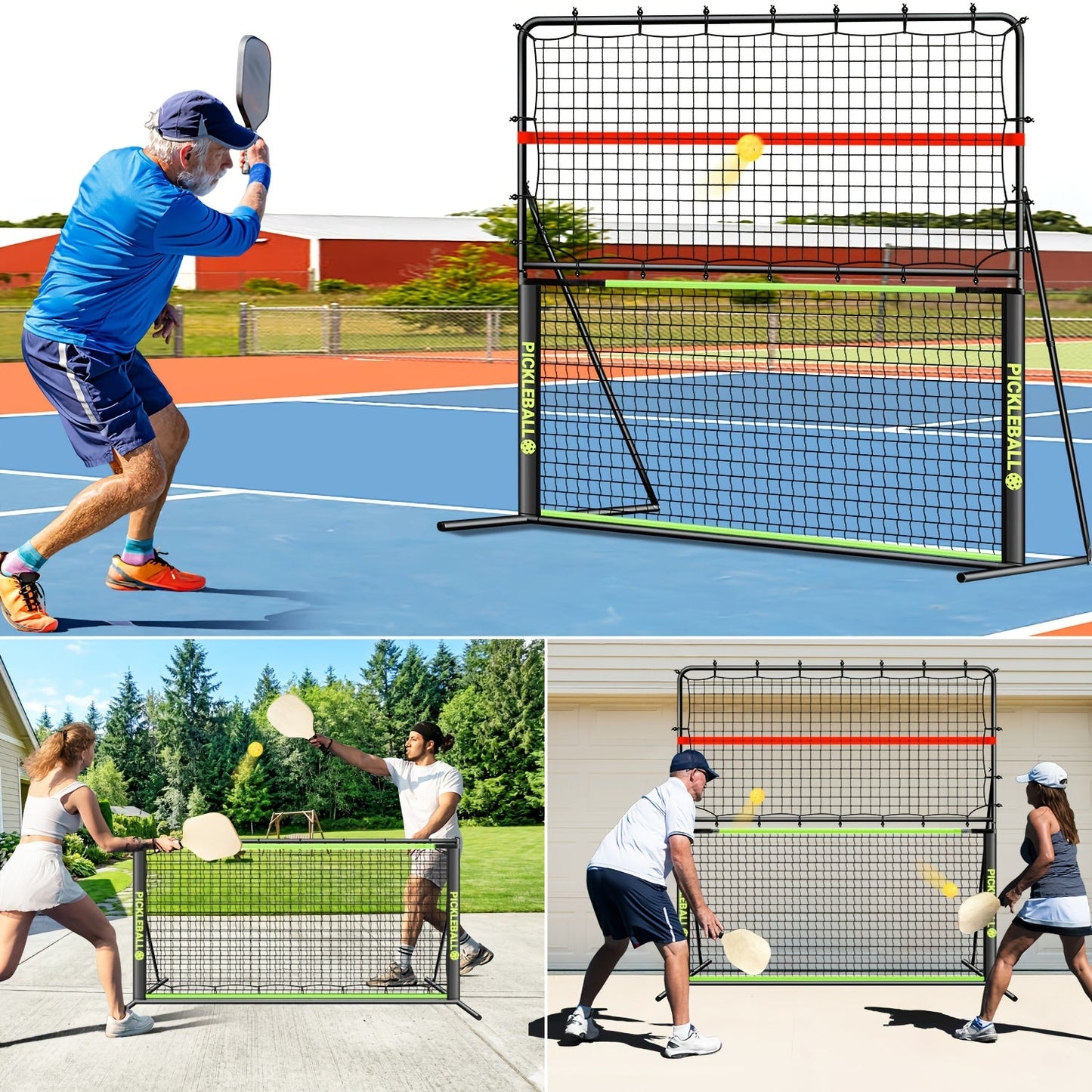 Pickleball Rebounder Net 6x6ft Angle Adjustable – 2-in-1 Practice Rebound Net for Dinks, Volleys & Hits Training, Solo Pickleball Trainer for Indoor Outdoor Backyard & Driveway Use