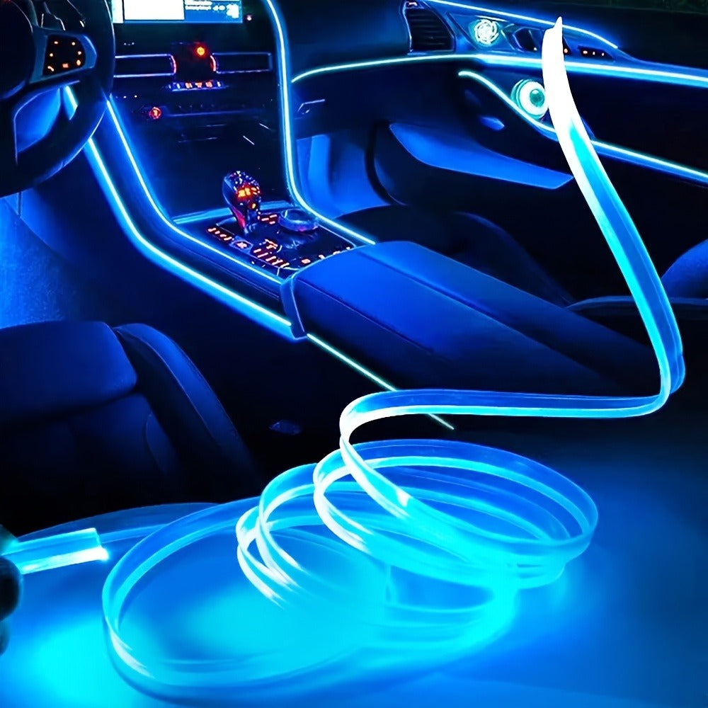 Car Interior LED Strip Lights App Control Dreamcolor Dynamic 114" Fiber Optic Ambient Lighting Kit for Center Console Door Decoration, Music Sync USB Power, 4pcs 6-in-1 10-in-1 Options
