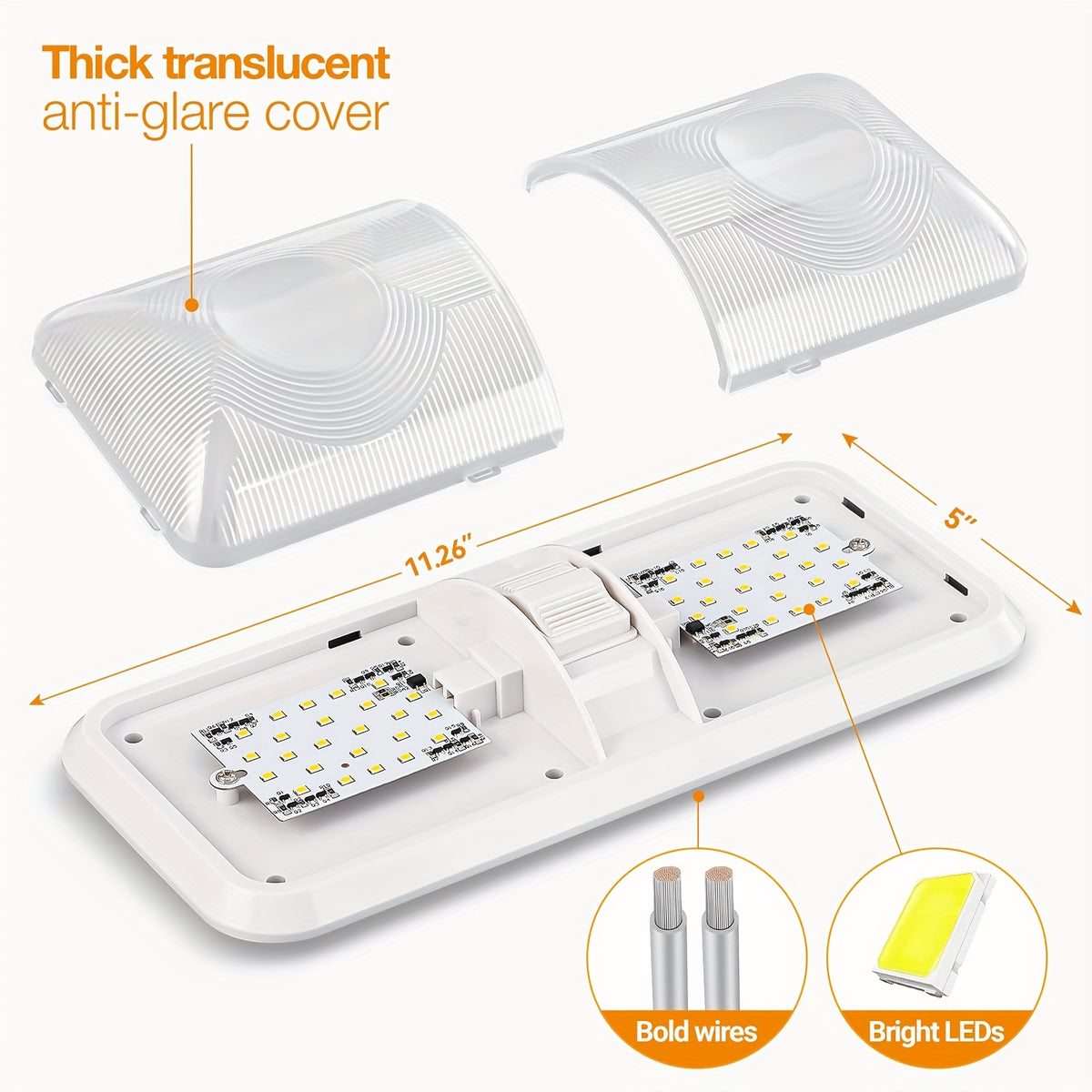 RV Lights Interior, 12 Volt LED Lights 1000LM, Camper Lights 8W, RV LED Lights Interior Fixtures 12V, RV Ceiling Dome Light with Switch for RV/Camper/Trailer/Boat/Car (Natural White, 4Pack).