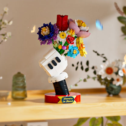 DIY Flower Bouquet Building Blocks Set with Display Stand – Multicolor Brick Flower Maker Home Decor Never Wilts Mother's Day Valentine's Day Christmas Birthday Gift for Her Women Girls