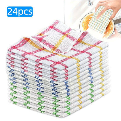 Kitchen Cleaning Cloths 24 Pack Soft Absorbent Reusable Dish Towels Square Dishcloths Durable Multi-Purpose Cleaning Rags for Home Kitchen Assorted Holiday Patterns Christmas Halloween Thanksgiving