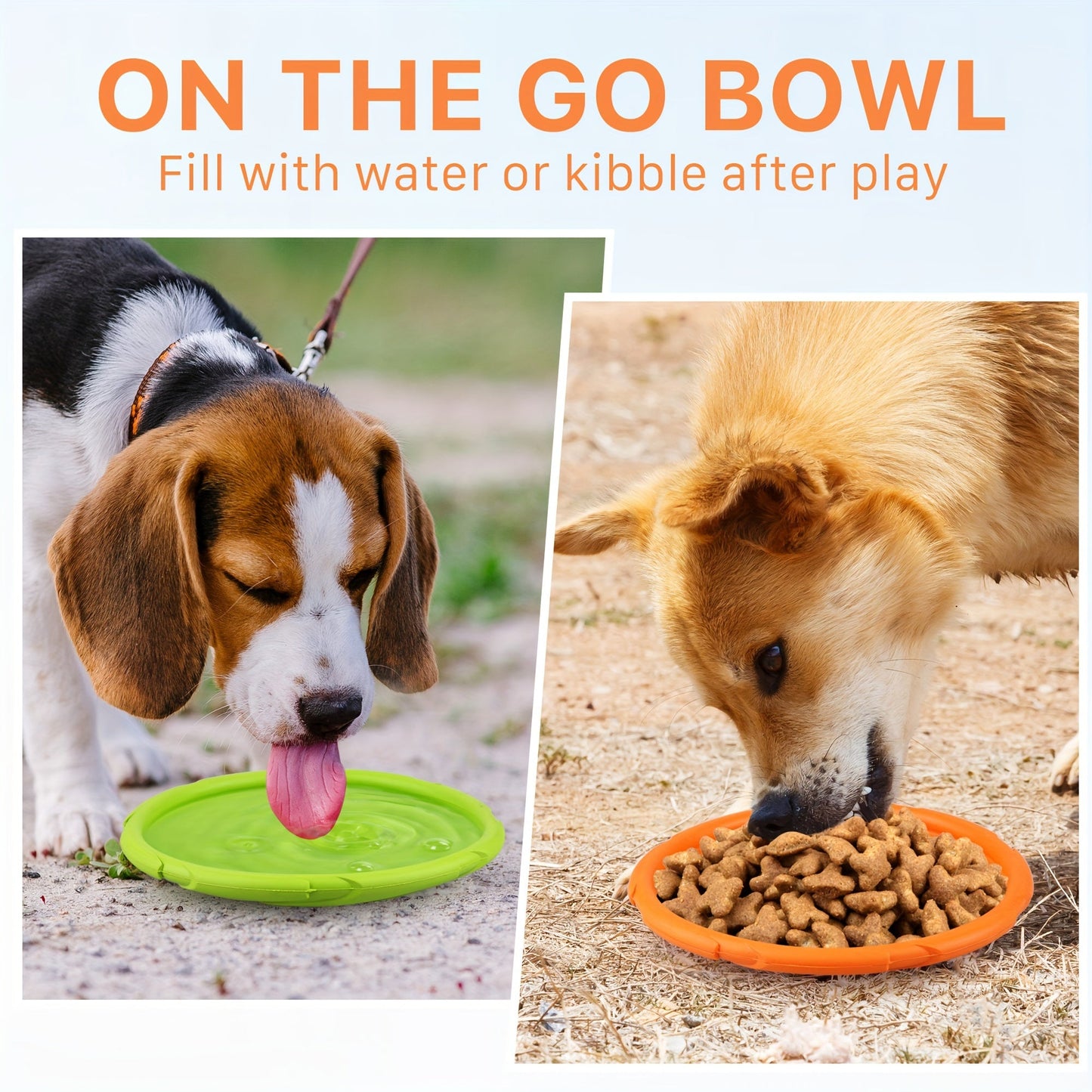 Dog Flying Disc 2-Pack 7 Inch - Natural Rubber Floating Frisbee for Dogs, Outdoor Fetch & Water Toy for Pool Beach Training, Doubles as Drinking Bowl, Interactive Dog Disc Toy