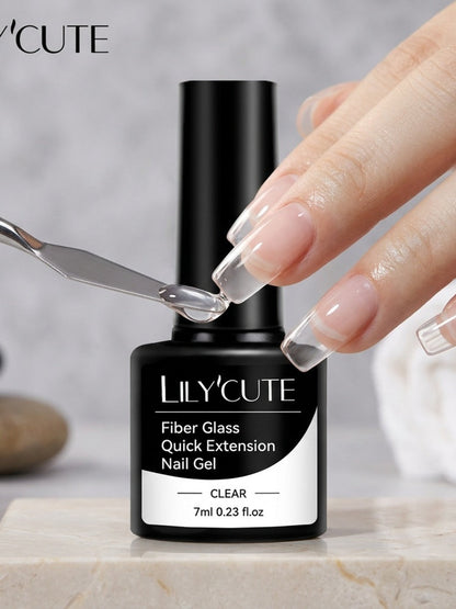 Nail Extension Builder Gel 3pcs - Fiberglass Construction Gel for Broken Nail Repair & Nail Extension, Clear UV LED Soak-Off Fiber Glass Gel Varnish, DIY Salon Nail Kit