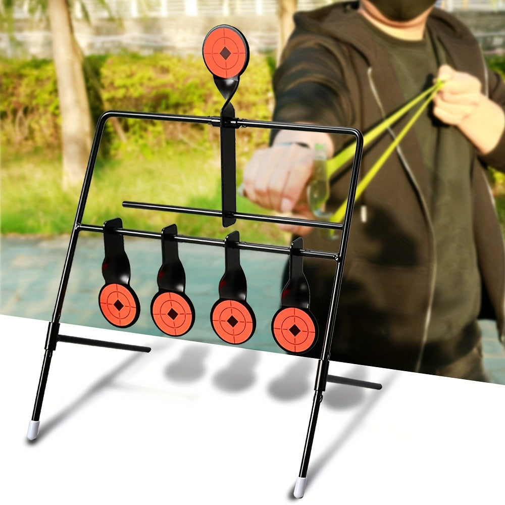 Shooting Target Stand with 4 Rotating Targets - Metal Frame Practice Target for Indoor & Outdoor Training, Airsoft BB Gun Pellet Pistol Archery Slingshot Shooting Range Accessories, Size 22-38