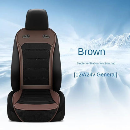 24" Universal Car Cooling Seat Cushion with Dual Fans & 24 Vents - Summer Breathable Anti-Slip PU Leather Pad for Large & Sedan Vehicles, Enhanced Cooling Effect, Easy Installation, Car Seat Cushion