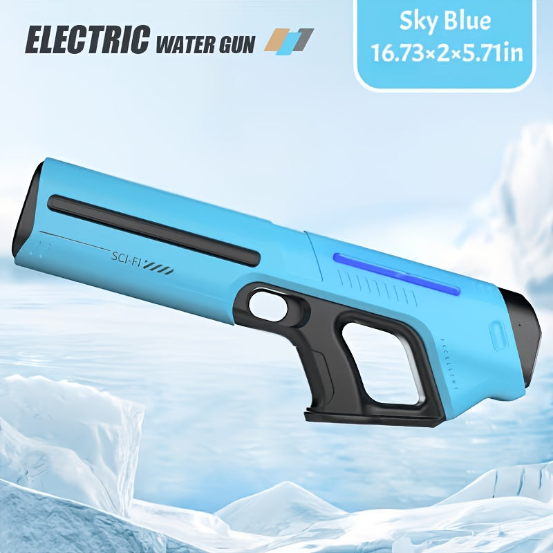 Electric Water Gun with Auto-Fill, LED Lights & 40-Foot Range – USB Rechargeable Large Capacity Soaker Blaster for Kids & Adults, Pool Beach Backyard Outdoor Summer Toy, Gift Box