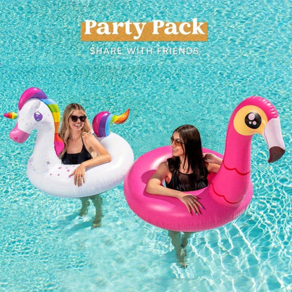 Flamingo Unicorn Inflatable Pool Float 2 Pack 40 Inch - Fun Swim Ring Floatie for Adults & Kids, Pool Party Beach Lake Summer Raft Lounger Toy Birthday Gift Set