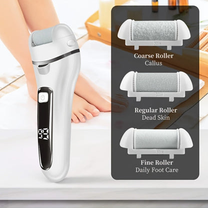 Electric Pedicure Foot File 10-in-1 Kit – Rechargeable with Digital Display, 3 Roller Heads, Dead Skin & Hard Skin Remover for Men & Women
