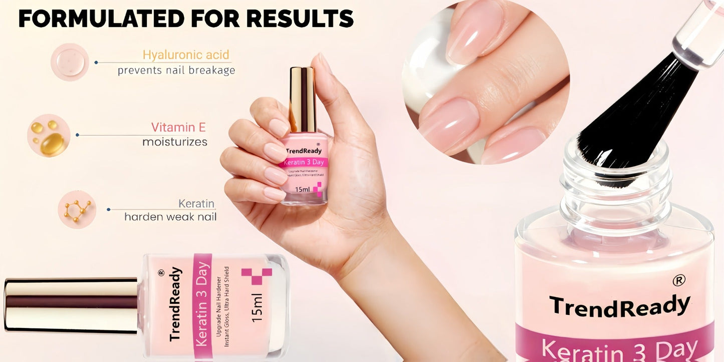 Nail Hardener Base Coat 2 Pack – Protein Repair Strengthener Treatment, HEMA-Free, Ridge Filler, Clear Polish for Weak Brittle Peeling Nails, Fast Dry Long Lasting
