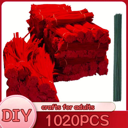 Pipe Cleaners 1020pcs Chenille Stems 20 Colors – Upgraded Thick Fuzzy Sticks with Patterned Rods for Kids Adults Teachers, DIY Arts & Crafts Supplies Bulk Set Birthday Christmas Gift