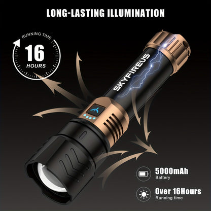 High Lumen LED Flashlight Zoomable 4 Modes Rechargeable Cycling Light for Camping Outdoor Household Use