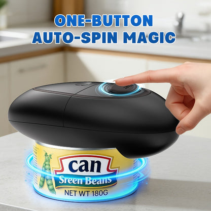 Electric Can Opener One Touch Automatic – Smooth Edge Safety Cut, Hands-Free Operation, Portable Cordless Design for Kitchen & Outdoor, Easy for Seniors & Arthritis Sufferers