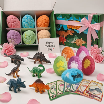 Dinosaur Bath Bombs for Kids with Hidden Toy Inside 6 Pack — Fizzy Colorful Bath Balls with Collectible Dino Surprise | Safe for Sensitive Skin | Fun Bath Gift for Boys & Girls Birthday Easter Holiday