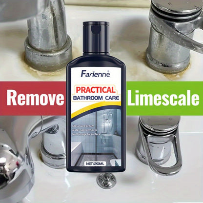 Bathroom Glass Restoration Paste 120g – Removes Water Stains, Soap Scum & Hard Water Deposits from Shower Doors, Tiles & Metal Surfaces, Restores Clarity & Bright Finish, Includes Free Sponge