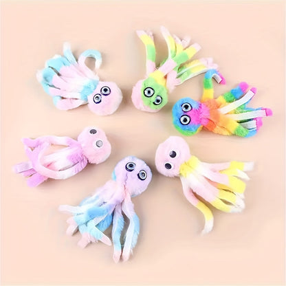 Cat Kick Toy Octopus 5-Pack - Cute Stuffed Chew & Kick Plush Toy for Indoor Cats, Teaser Wand Replacement Heads, Colorful Catnip-Style Interactive Cat Toy Set for Biting & Bunny Kicking