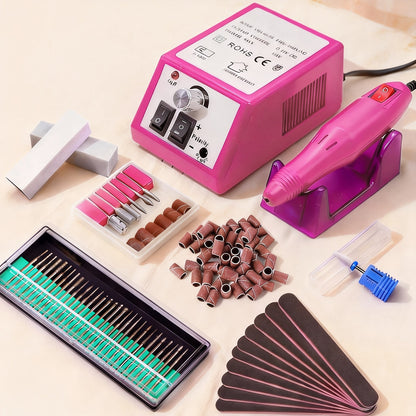 Professional Nail Drill Kit 20000RPM with 6 Drill Bits & 50 Sanding Bands — Electric Manicure Pedicure Machine Low Noise Dual-Hand for Acrylic Gel Natural Nails, Home & Salon Nail File Set, 8-in-1 Option