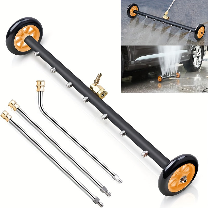 High Pressure Washer, 4000 PSI, Undercarriage Cleaner With 3 Stainless Steel Extension Bars, 1/4 Inch Quick Connect, For Car Body & Chassis Cleaning, Suitable For Car Undercarriage Roads Pools, Ideal Gift For Car Enthusiasts & Homeowners, Without Battery