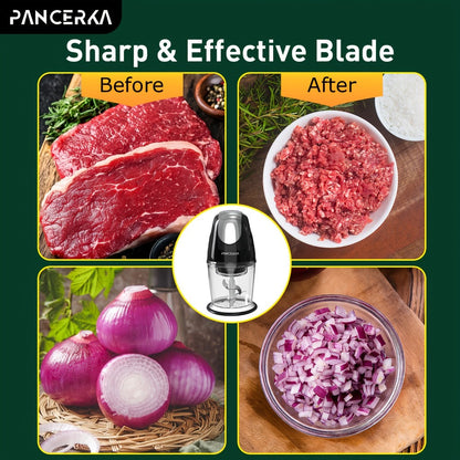 Electric Food Chopper Mini Food Processor – One-Touch 600ml Vegetable Chopper with 4 Stainless Steel Blades, Meat Grinder Blender for Garlic, Fruits, Smoothie, Puree, Black