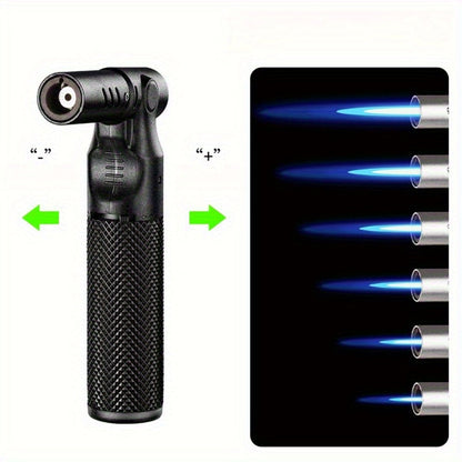Windproof Torch Lighter – Refillable Jet Flame Butane Lighter with 360° Inverted Ignition, 1800°C High Temp Blowtorch, Flame Size Adjustment, Portable for Camping, BBQ, Welding, Soldering (Butane Not Included)