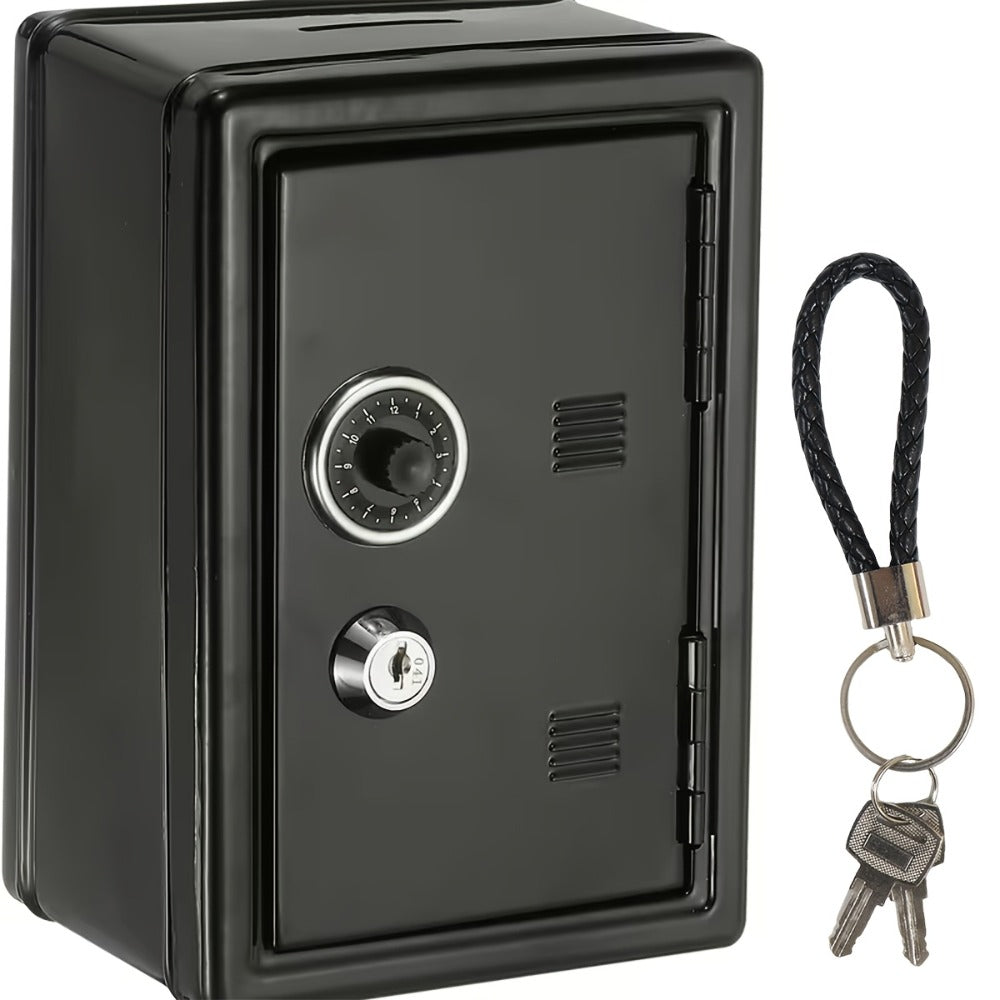 Metal Coin Bank with Key & Combination Lock – Secure Cash Storage Piggy Bank with Removable Drawer for Kids & Adults, Back to School, Halloween, Christmas & New Year Gift