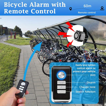 Bike Alarm Anti-Theft 110dB – USB Rechargeable Bicycle Alarm with Wireless Remote, Vibration Motion Sensor & 3 Volume Levels for Bicycle, Motorcycle, Scooter, Trailer & Car Security