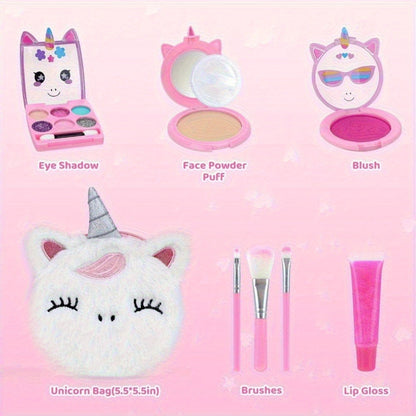 Kids Pretend Makeup Set for Girls Ages 3-12 – Non-Toxic Washable Princess Cosmetics with Crossbody Coin Purse, Dress Up Role Play Toy, Birthday Christmas Gift for Girls