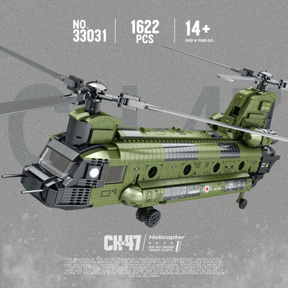Chinook Helicopter Building Blocks Set 1622 Pcs – US Military CH-47 Transport Helicopter MOC Model Kit Adults Teens Aviation Military Fan Christmas Birthday Father's Day Gift
