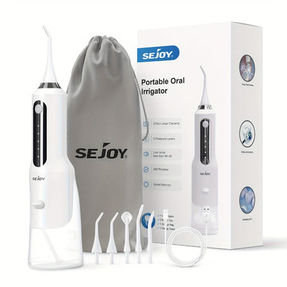 Cordless Water Flosser Dental Oral Irrigator - 5 Cleaning Modes, 5 Jet Tips, Rechargeable Wireless Teeth Cleaner for Deep Gum Care, Plaque Removal & Braces, Home & Travel Dental Gift