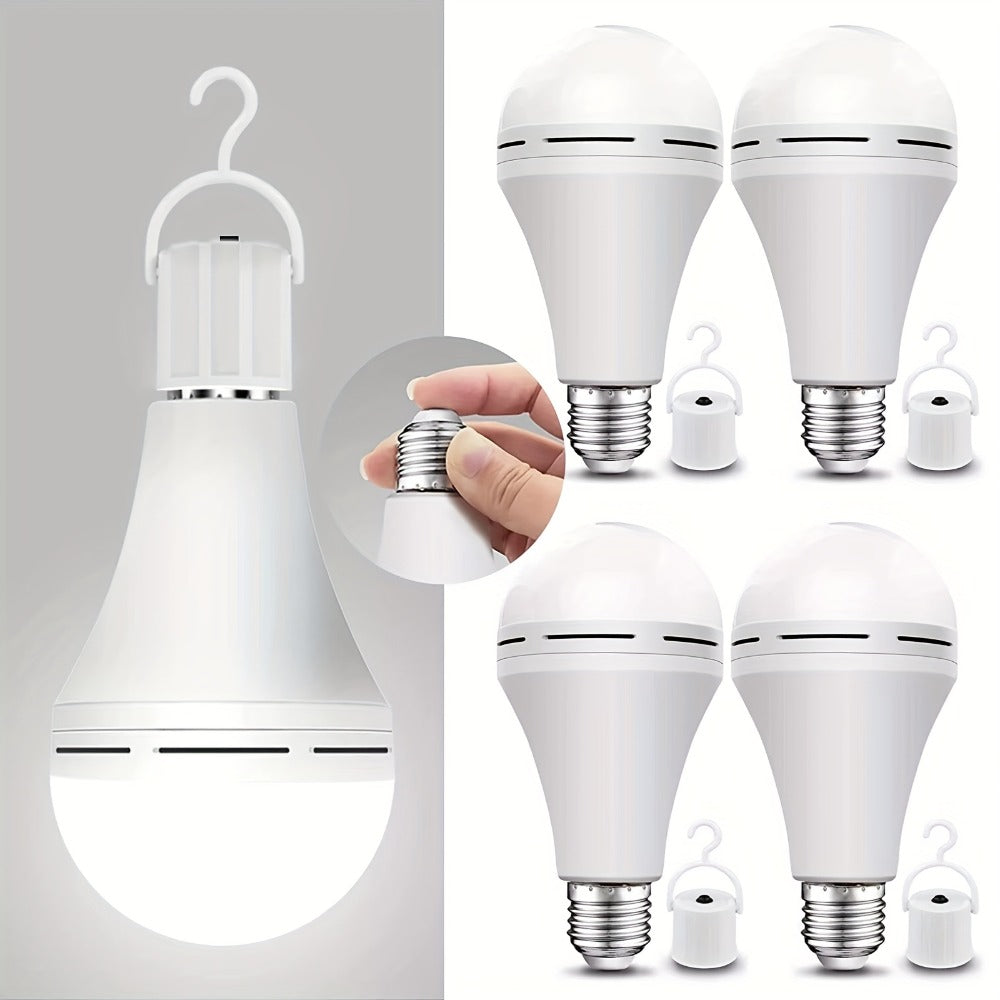 Emergency Light Bulb for Power Outages 2000mAh Rechargeable LED 6000K with Backup Battery – Auto-On Failure Detection, Hangable Emergency Lighting for Home Camping Power Failure, 4 8 12 Pack